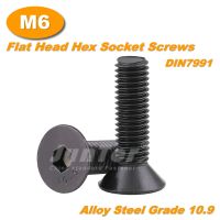 【cw】 20pcs/lot M6(6mm) Alloy Grade10.9 Tensile Flat Bolts Hexagon Socket Countersunk Screws DIN7991 ！