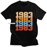 Trendy Vintage 1983 Tshirts Men Short Sleeved Pure Cotton 83 T Shirt Print 37Th Birthday Camisas Tee