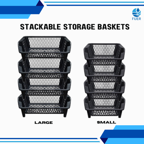 Shelf Plastic BASKET RACK Home Stackable Storage Baskets Durable And ...