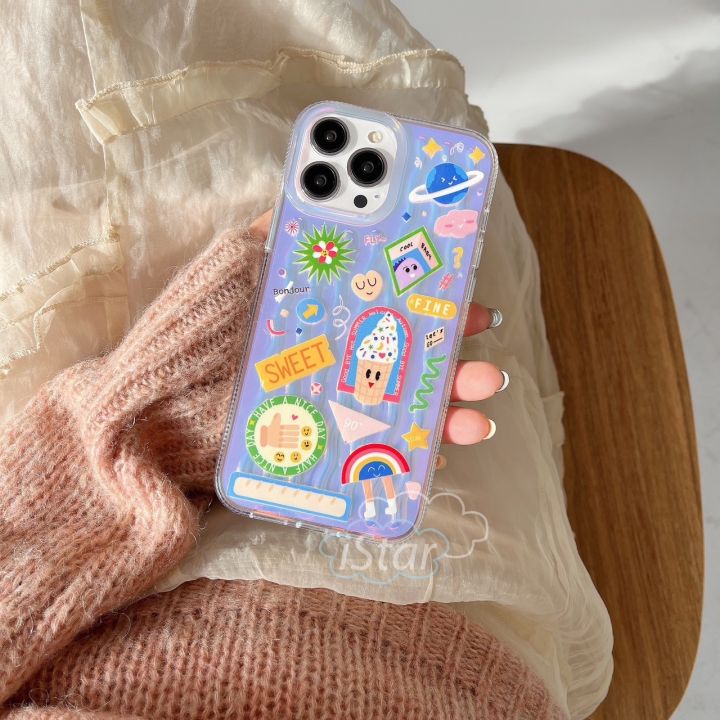 เคสโทรศัพท์-ไอโฟน-case-mermaud-hologram-ไอโฟน-ลายการ์ตูนส์-สวย-คมชัด-14promax-14pro-14plus-14-13promax-13pro-13-12promax-12pro-12-11