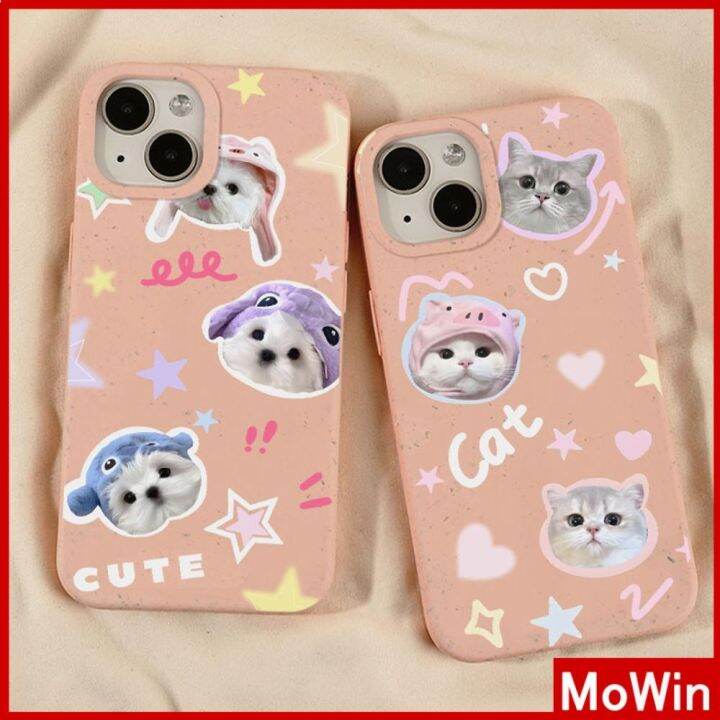 mowin-เข้ากันได้สำหรับ-เคสไอโฟน-เคสไอโฟน11-เคส-เป็นมิตรกับสิ่งแวดล้อมเคสย่อยสลายได้นุ่มกันกระแทกป้องกันสีชมพูแมวน่ารักสุนัขเข้า