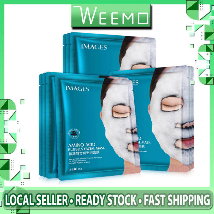 WEEMO 076FM IMAGES Amino Acid Bubbles Black Facial Mask Bamboo Charcoal