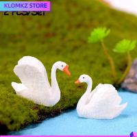 KLOMKZ 2PCS/Set DIY เครื่องประดับสวนนางฟ้า ภูมิทัศน์ขนาดเล็ก โมเดลห่าน สัตว์จิ๋ว การตกแต่งบ้าน ตุ๊กตาหงส์