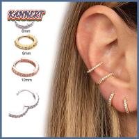 KANNERT 1PC แฟชั่นใหม่ Helix Cartilage Tragus 6/8/10mm ซิลเวอร์ โกลด์ โรสโกลด์ ต่างหูฮักกี้ฮูป เครื่องประดับร่างกาย แหวนจมูก CZ เจาะหู