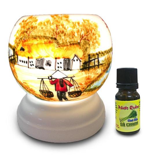 Combo đèn xông tinh dầu gốm bát tràng mini + tặng 1 chai tinh dầu 10ml và - ảnh sản phẩm 2