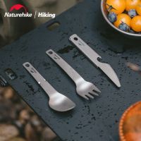 ⊕ Naturehike Outdoor Portable Ultralight Titanium Tableware Set Camping Picnic Knife Spoon Fork Multi-Purpose Beer Bottle Opener