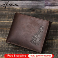 Genuine Leather Wallet Men Short High Quality Male Purses RFID Vintage Bifold Wallets Clutch Card Holder Coin Pocket Engraving