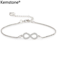 Kemstoneโบว์โบว์ 8 รูปร่างสีเงินคริสตัลเสน่ห์สร้อยข้อมือโซ่เครื่องประดับของขวัญสำหรับหญิงผู้หญิง