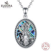 Eudora 925เงินสเตอร์ลิง Triple Moon เทพธิดาสร้อยคอ Vintage Dog Hecate Amulet จี้หอยเป๋าฮื้อธรรมชาติเครื่องประดับบุคลิกภาพ