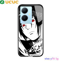 เคส UCUC สำหรับ Vivo Y78 5G Y78บวก Vivoy785g Vivoy78 + อนิเมะเคสมือถือสำหรับเด็กผู้หญิงเคสกระจกนิรภัยขอบนิ่มสีดำสีขาวซาสึเกะคาชิ