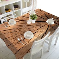 Vintage Wood Texture Wedding Party Decor Old Wood Ring Wooden Tablecloth Table Cloths Cover for Rectangle Table 3D Tablecloths