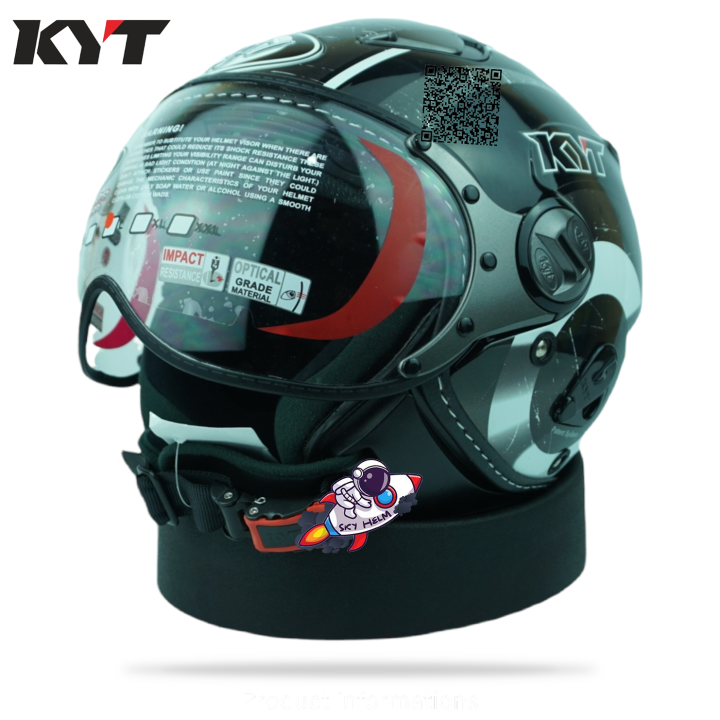 Helm Kyt Elsico Motif Seri Black Gunmetal Retro Kyt Original Half Face