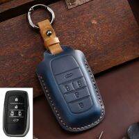 【cw】 Leather Car Key Case For Toyota Vellfire Alphard 30 Series Previa Tarago 5 Button Smart Remote Fob Protect Cover Keychain 【hot】