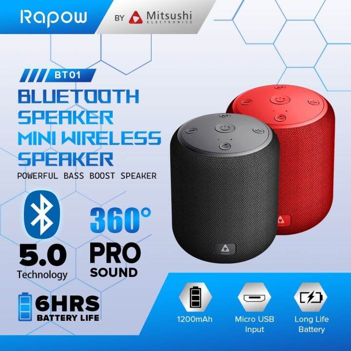 Rapow By Mitsushi BT01 Wireless Mini Bluetooth 360° Stereo Sound HiFi ...