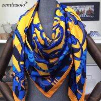 ▽▦☬ 100 Twill Silk Scarf Scarves For Women Hijab Design Print Chain Square Silk Scarves Shawls 130x130cm 2019 Female Bandana Wraps