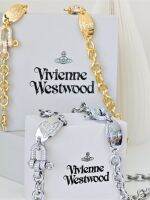 VIVIENNE WESTWOOD High Version full diamond U-shaped horseshoe buckle oval brand Saturn thick chain necklace bracelet--B8336