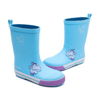 ULKNN Childrens Rain Shoes Students Rain Boots Baby Rubber Boys Anti-slip Water Shoes Girls Candy-colored Blue Cotton Unisex