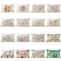 【LZ】 Rectangle Lumbar Pillowcase 30x50cm Floral Plant Printed Cushion CoverSofa Chair Car Pillow Covers cojines decorativos para sofá