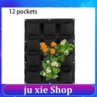 JuXie store 12 Pockets Vertical Garden Planter Non-woven Fabrics Wall Hanging Planting Bags Black Decoration Accessories