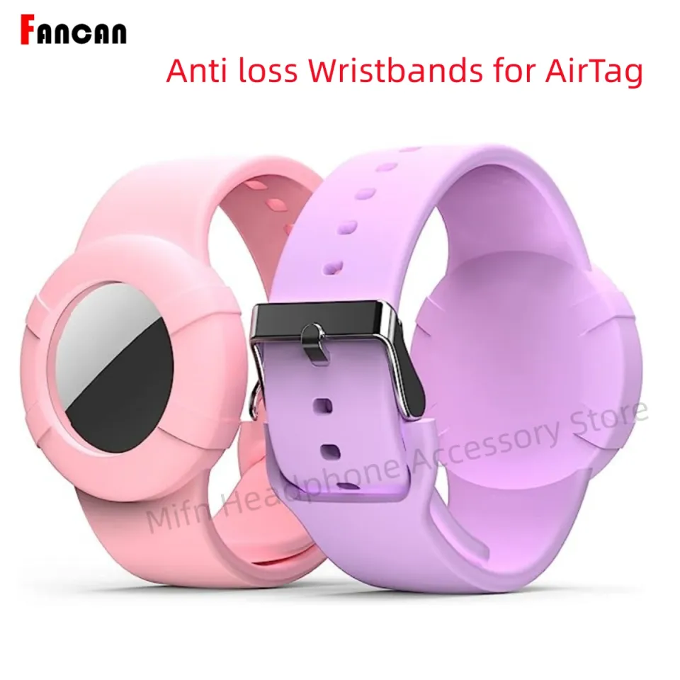 [4 Pack]Compatible for AirTag Bracelet & AirTag Necklace for Kids,  Waterproof Wristband Air Tag Holder Compatible with Apple Air Tag, Soft  Silicone