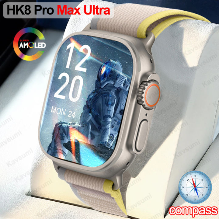 Hk8 Pro Max Ultra Smart Watch Men 49mm Amoled Screen Compass Nfc Smartwatch  Hk