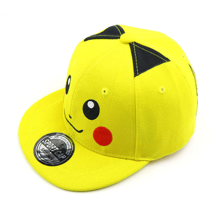 ในสต็อก-pok-mons-pikachu-เด็กเด็กสาวฝ้าย-snapback-หมวกหมวกเบสบอลการ์ตูนอะนิเมะหมวกแฟชั่นน่ารัก