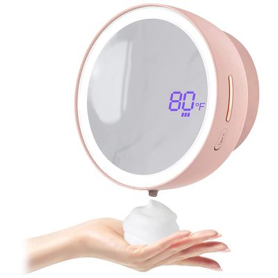1 Set Rechargeable Foaming Hand Soap Dispenser Wall Mounted Soap Dispenser with Fill Light &amp; Mirror White