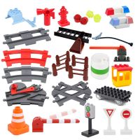 Big Building Blocks City Traffic Construction Accessories Compatible Bricks Train Track Home Interactive Assemble Toys For Kids