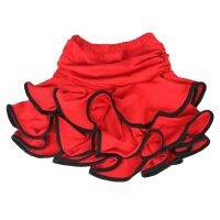 Girl skirt Latin dance skirt child Latin skirt ballet dance dress-S,Red + Black edge