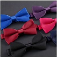 Spot Mens Pure Color Polyester Silk Bowknot Casual Dress Korean Red Black Bow Tie baby boy ties Boys Clothing