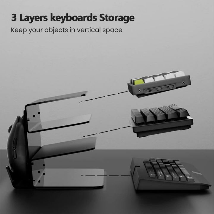 hua-lin-3-ชั้นอะคริลิคคีย์บอร์ดเมาส์ขาตั้งคีย์บอร์ดแบบกลไกชั้นวางเมาส์สำหรับคอมพิวเตอร์อะคริลิคคีย์บอร์ดสำหรับห้อง