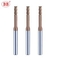 BB Micro Corner Radius End Mill พร้อมคอยาว 1mm 1.5mm 2mm R0.1 R0.5 Mini Carbide CNC Cutting Tool