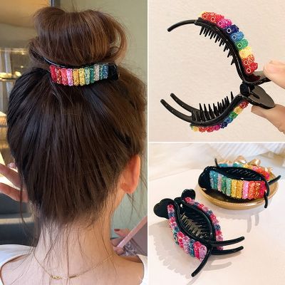 【cw】 KoreanRainbow Hair ClawBig Crabs Ponytail Bun Hair Clamps Hairpin Headdress 1Pcs 【hot】