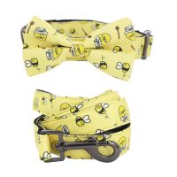 (HOT) Bee Dog Collar Dog Bowtie And Leash Set For Dog Cat,ชื่อเลเซอร์ฟรีพร้อมหมายเลขศัพท์