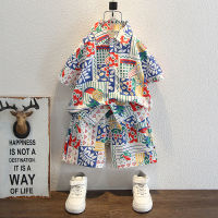 Boys Suit Summer Fashion Baby Fashionable 1 Handsome Cool 2 Printed Shirt 6 Cotton Silk 3 Short Sleeve Boy 4 Thin 5 Years Old Fashion