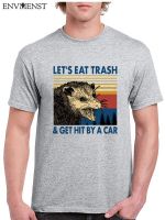 Retro T Shirt For Men Raccoon LetS Eat Trash &amp; Get Hit By A Car Harajuku Mens Clothing Casual Short Sleeve Tee Tops 【Size S-4XL-5XL-6XL】