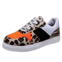 Women Shoes Autumn Vulcanized Shoes Leopard Canvas Light Walking Sneakers Casual Lace-up Girls Shoes Flat Heel Shoes