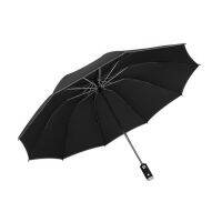 Foldable Umbrella Reverse Umbrella with LED Light Reflective Strip Dual-use