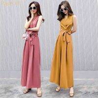 COD DSFWEWWWWW PiggyGirl-Siamese Wide Leg Pants Womens Summer New Korean Fashion Casual V-neck Slim Jumpsuit