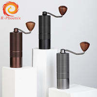 R-Phoenix 20G ที่บดกาแฟแมนนวลทนต่อการสึกหรอบดเหล็กสเตนเลส420ตัวแกนอลูมิเนียมด้ามไม้วอลนัทการออกแบบแบริ่งคู่