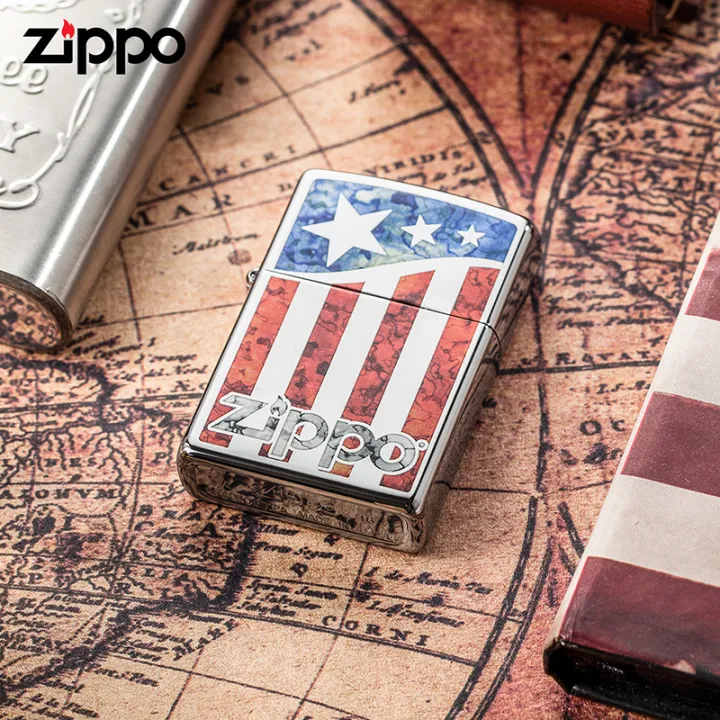 Zippo US Flag Fusion High Polish Chrome Pocket Lighter | Zippo 29095 ...