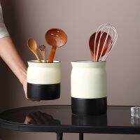 Chopstick Barrel Ceramic Household Water Drainage Tableware Barrel Kitchen Knife and Fork Storage Rack