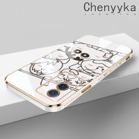 เคส Chenyyyka สำหรับ Vivo Y76s Y76 Y74s 5G เคสการ์ตูนลายดินสอสีเรียบง่ายแฟชั่นขอบชุบหรูหราเคสโทรศัพท์กันกระแทกคลุมทั้งหมดเคสป้องกันเลนส์กล้อง