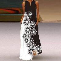 COD DSFGRDGHHHHH Black Elegant Dresses Women Fashion Floral Butterfly Print Sleeveless Maxi Dress Women Summer Beach Party Long Dress Woman 5XL