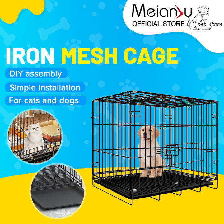 MEIANVU Dog Cage with Poop Tray Heavy Duty Pet Collapsible Cage