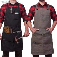 ❁✖№ Waxed Canvas Work Apron with Pockets Adjustable Gardening Apron Heavy Duty Woodworking Apron Tool Holder for Carpenter Men Women