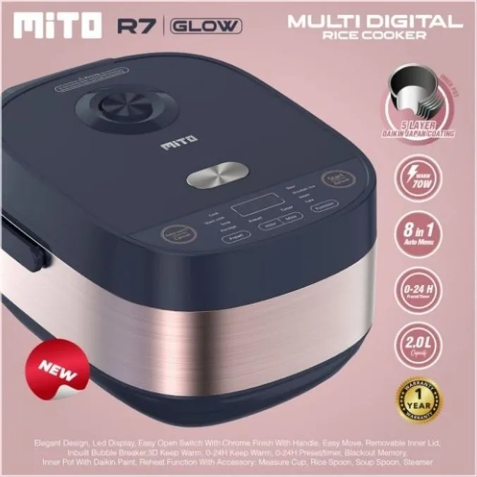 RICE COOKER MITO R7 GLOW RICE COOKER DIGITAL 8 IN 1 WARNA DARK GOLD Lazada Indonesia