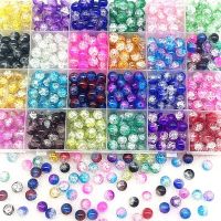 4mm 6mm 8mm Round Colour Glass Crackle Beads Loose Spacer Beads for Jewelry Making Diy Handmade Bracelets Accessories Beads