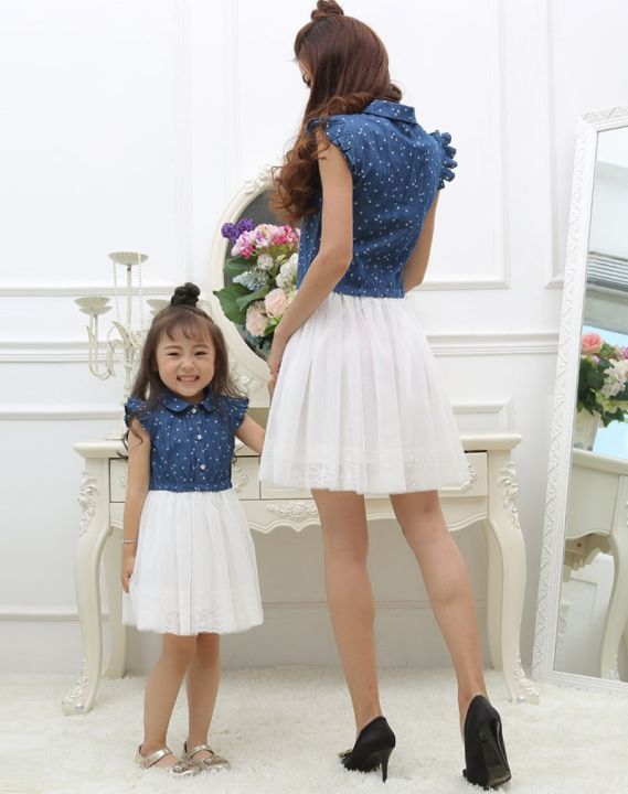 yf-mother-daughter-dresses-2021-summer-family-outfits-mom-and-dress-matching-clothes-blue-white-for-kids-women