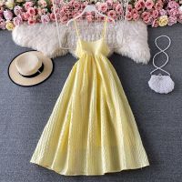 COD DSFGRDGHHHHH FRIGA Super Fairy Backless PettiDress French Style Vintage Camisole Seaside Vacation Travel Beach Dress Doll A- line Long Dress